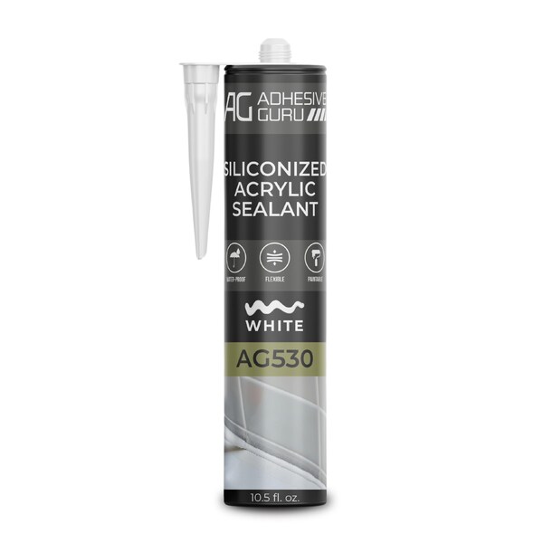 Adhesive Guru AG530 Siliconized Acrylic Sealant 10.5 fl oz., Flexible, Paintable Indoor/Outdoor Caulk adgr_SilAcr_AG530_1pk - main