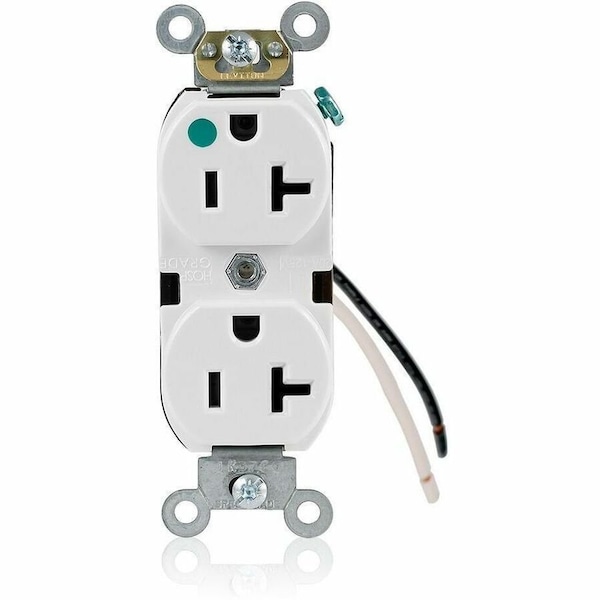 Leviton Heavy Duty Hospital Grade Duplex Receptacle, 20 Amp, 125 Volt 8300-CW - main