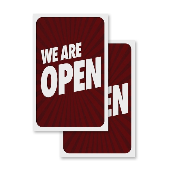 Signmission We Are Open, Vinyl Decals Only 24 Inch x 36 Inch, Vinyl Decal, 2PK DSB-2436-2PACK-30431 - main
