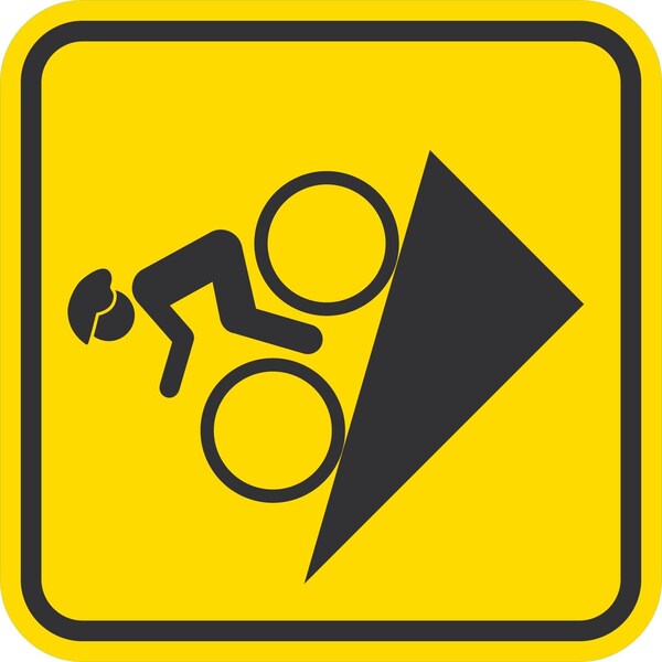 Lyle Bike Trail (With Man Riding Bike Symbol), 12x12, High Intensity Prismatic, Yellow G-2068-HI_12x12 - main