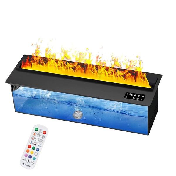Edendirect 58 in. Recessed Freestanding Electric Fireplace in Black, Water Vapor Fireplace with Remote, Timer ZR-BLR150 - main