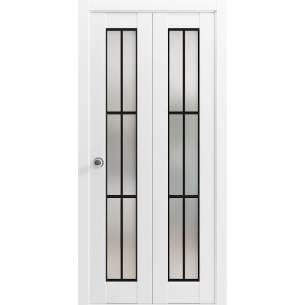 Sartodoors Sliding Closet Bi-fold Doors Planum 2122 White Solid Core Modern Interior PLANUM2122BF-WS-84 x 84 (2* 42x84) - main