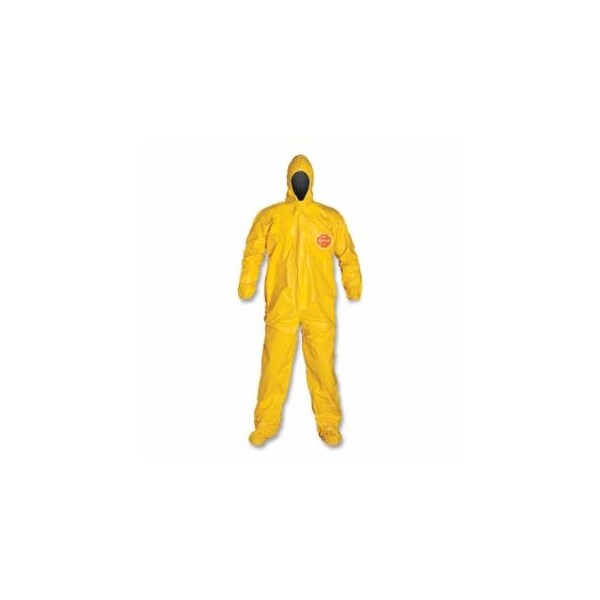 Dupont Tychem 2000 Coverall, Taped Seams, Attached Hood and Socks, Elastic Wrists, Front Zipper, Storm, 4PK 251-QC122T-3X - main