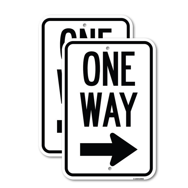 Signmission One Way Sign Right Arrow, 12'' X 18'' 2 Signs, Heavy Gauge Aluminum, 2PK A-1218-2PACK-23521 - main