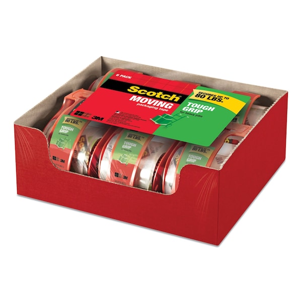 Scotch Tough Grip Moving Packaging Tape with Dispenser, 3in Core, 1.88in x 22.2 yds, Clear, 6PK MMM1506 - main