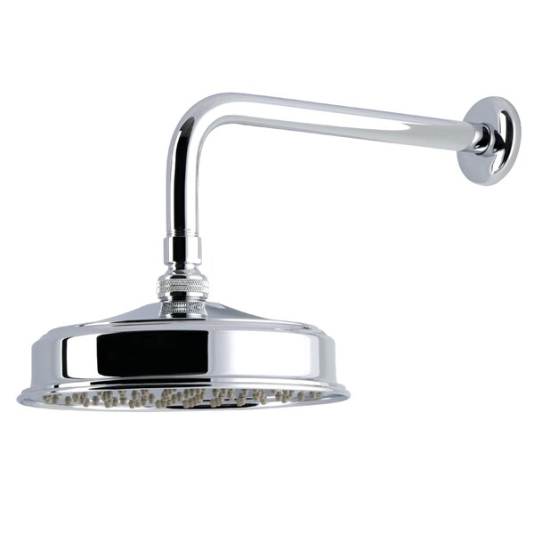 Kingston Brass 8" Round Raindrop Brass Shower Head with 12" Shower Arm, Polished Chrome K324K31 - main