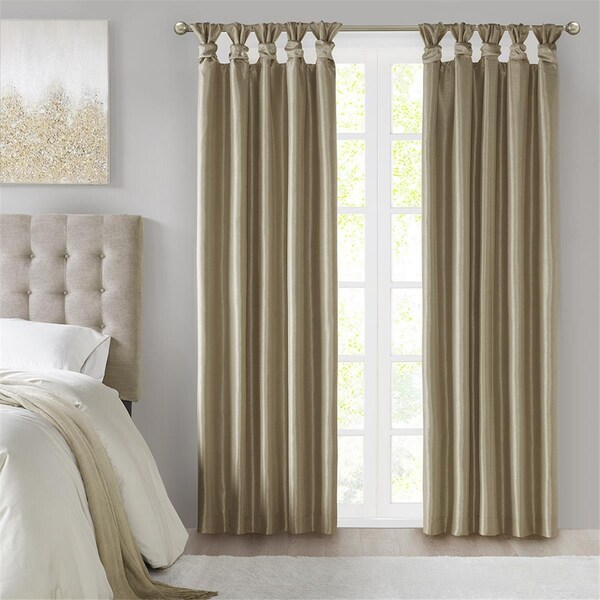 Madison Park Bronze 100 Percent Polyester Solid Faux Silk Twist Tab Total Blackout Window Curtain MP40-7405 - main