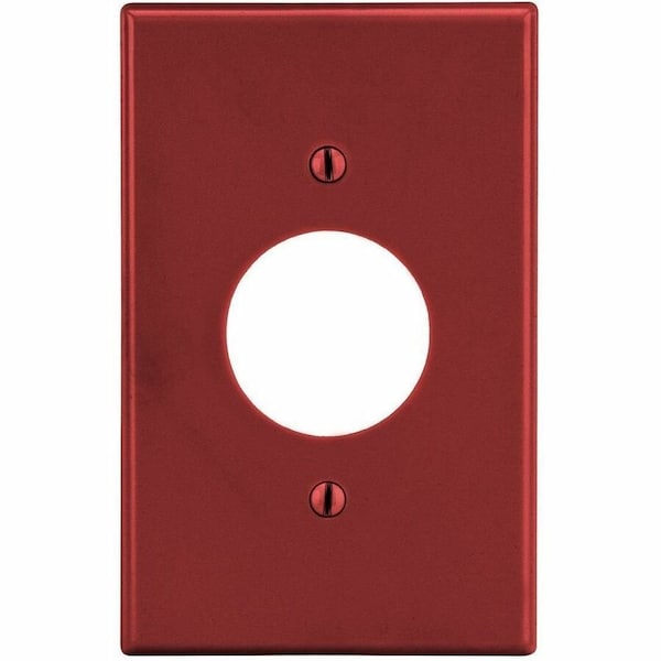 Hubbell Wiring Device-Kellems Single Receptacle Wall Plate, Number of Gangs: 1 Plastic, Satin Finish, Red P7R - main
