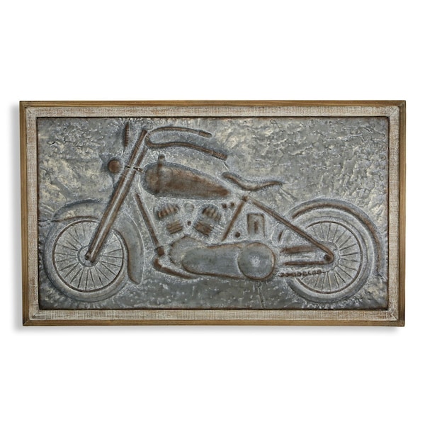 Homeroots 23" X 39" Gray and Brown Wood and Metal Wall Decor 489482 - main