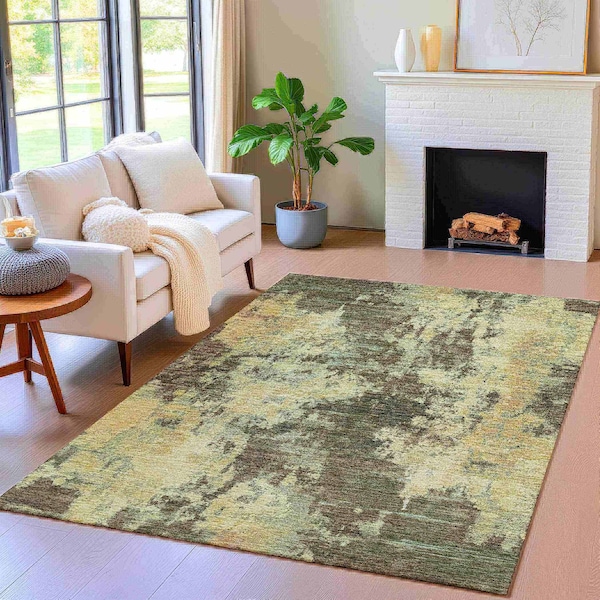 Homeroots 8' X 10' Brown And Beige Abstract Washable Indoor Outdoor Area Rug 630672 - main