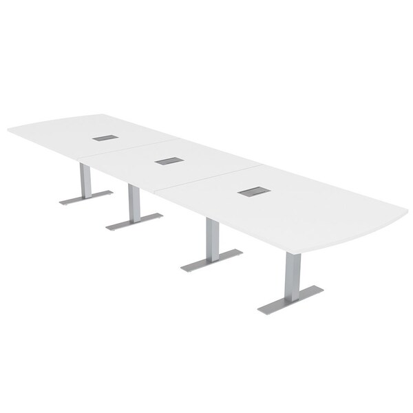 Skutchi Designs 16ft Arc Rectangle Conference Table With Power | Harmony Series | 16 Person Meeting Room Table HAR-AREC-48X192-T-W960-ESIL - main