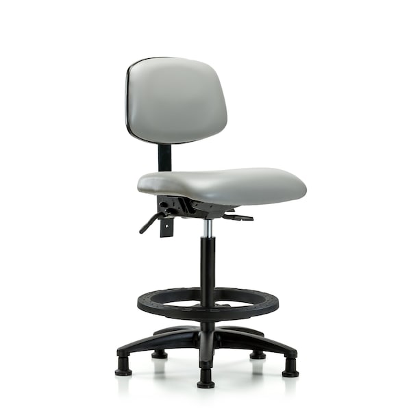 Blue Ridge Ergonomics High Bench Chair Desk Chair, Fabric, Tilt Casters, Bur, No Arms, 26" to 35" Height, Fabric, Dove BR-VHBCH-RG-T1-A0-BF-RG-8567 - main