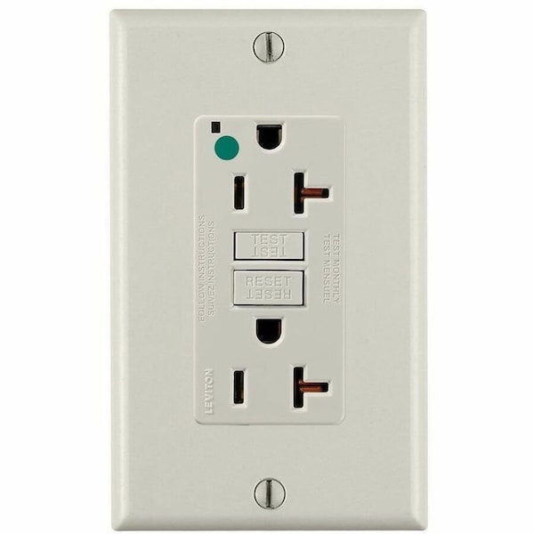 Leviton GFIRcptcl, 20A, 125VAC, Almnd, Polycarb GFNT2-HGT - main