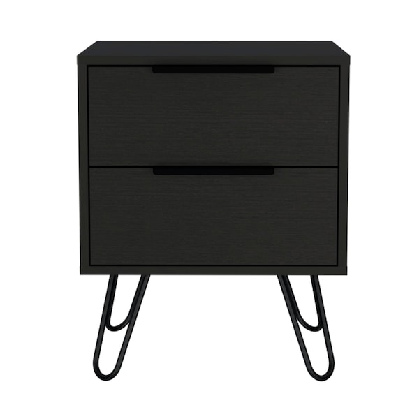 Homeroots 22" Black Wood Two Drawer Nightstand 543658 - main