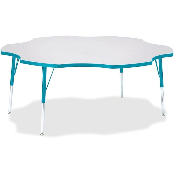 Jonti-Craft Berries Six Leaf Activity Table, 60 in., A-height, Freckled Gray/Teal/Gray 6458JCA005 - main
