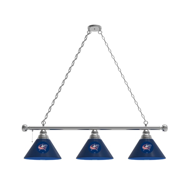 Holland Bar Stool Co Columbus Blue Jackets 3 Shade Billiard Light, Chrome Fixture BL3CHColBlu - main