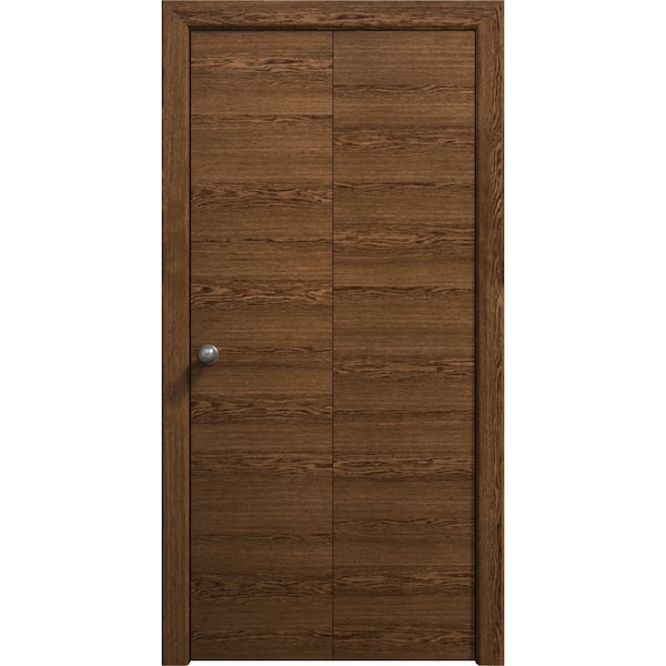 Sartodoors Sliding Closet Bi-fold Doors 36 x 80 inches, Ego 5000 Cognac Oak Veneer, Sturdy Tracks Moldings Tr EGO5000BF-DKO-36x80 (2* 18x80) - main
