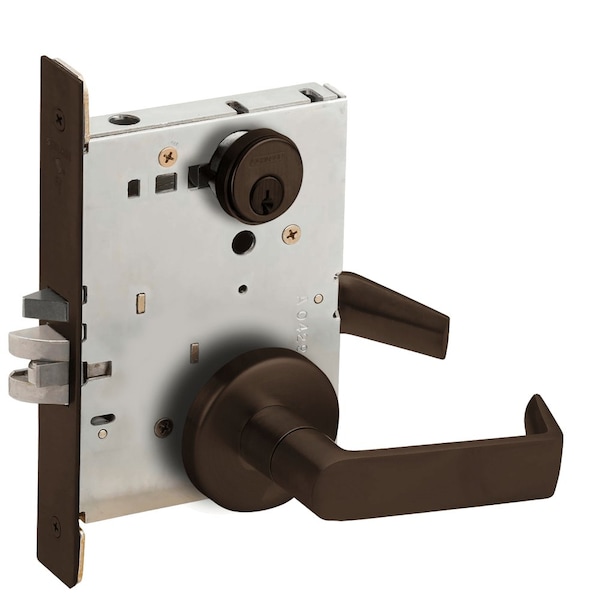Schlage Grade 1 Mortise Storeroom Lock, Conventional Cylinder, 06 Lever, B Rose, Dark Oxidized Satin Bronze L9080P 06B 613 - main