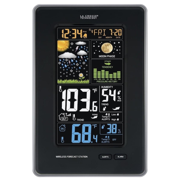 La Crosse Technology Digital Vertical Wireless Weather Station with Pressure, Black 308-1425B - main