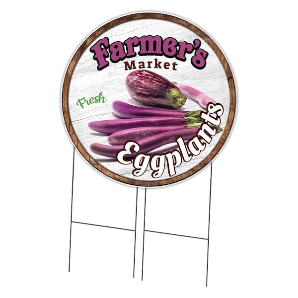 Signmission Farmers Market Eggplants Double Sided Corrugated Plastic Circle Yard Sign, C-36-CIR-DS-WS-Eggplants C-36-CIR-DS-WS-Eggplants - main