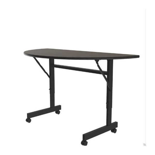 Correll Half Round Econoline TFL Flip Top Table, 48 in W, 23 in to 31 in H, Particleboard Top, Walnut FTM2448TFHR-01 - main