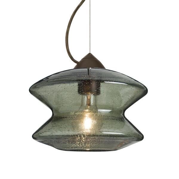Besa Lighting Besa Zen Cable Pendant, Moss Bubble, Bronze Finish, 1x 60W MAX E26 Base 1KX-ZENMS-BR - main