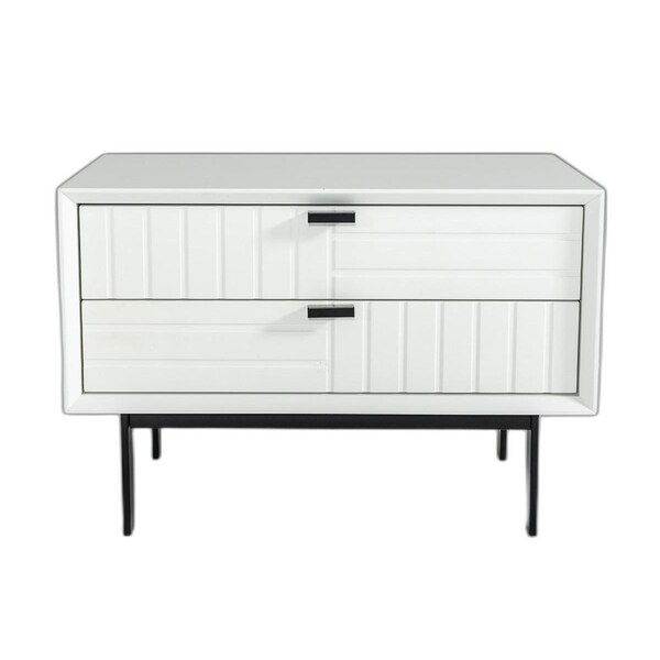Homeroots 16" White and Black Two Drawer Faux Wood Nightstand 473018 - main