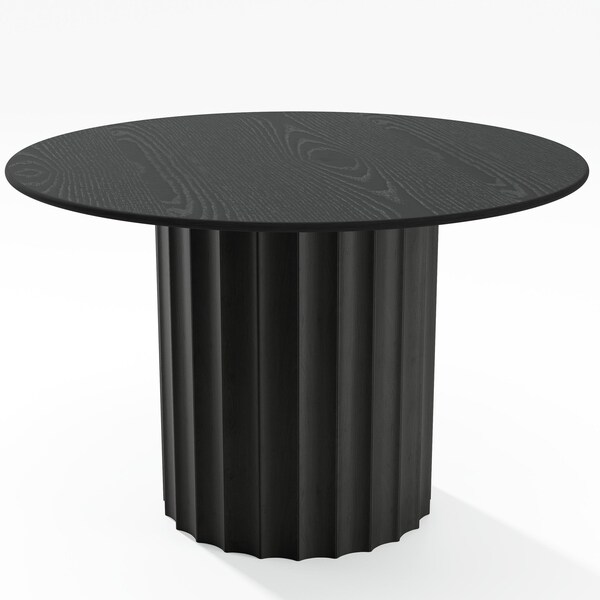 Homeroots 46" Black Solid Wood Pedestal Base Round Top Dining Table 721075 - main