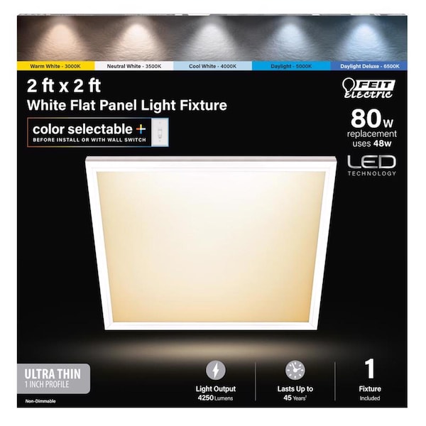 Feit Electric Feit EDGELIT 1 in. H X 23.9 in. W X 23.9 in. L Frost White LED Flat Panel Light Fixture FP2X2/6WY/WH - main
