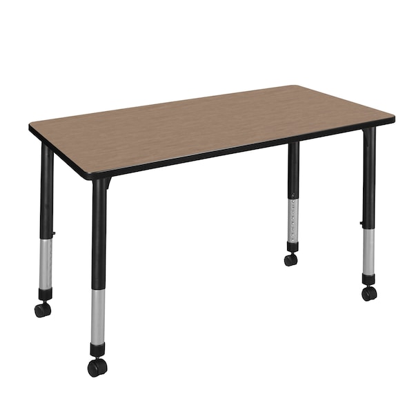 Regency Kee Height Adjustable Mobile Classroom Activity Table, 48 in W, 24 in L, Noble Oak MT4824NOAPCBK - main