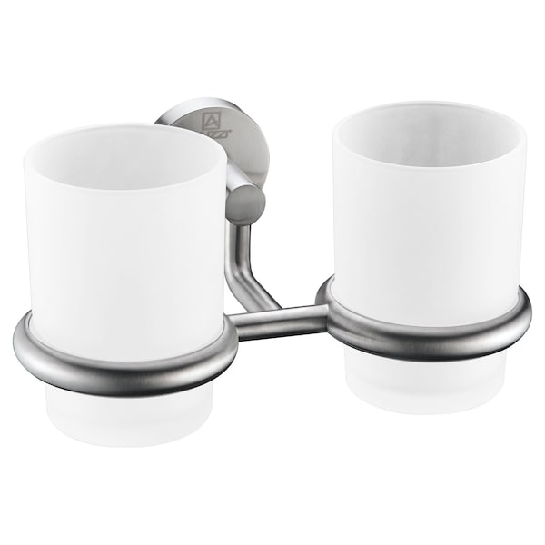 Anzzi Caster Series 7.36 in. Double Toothbrush Holder in Brushed Nickel AC-AZ002BN - main