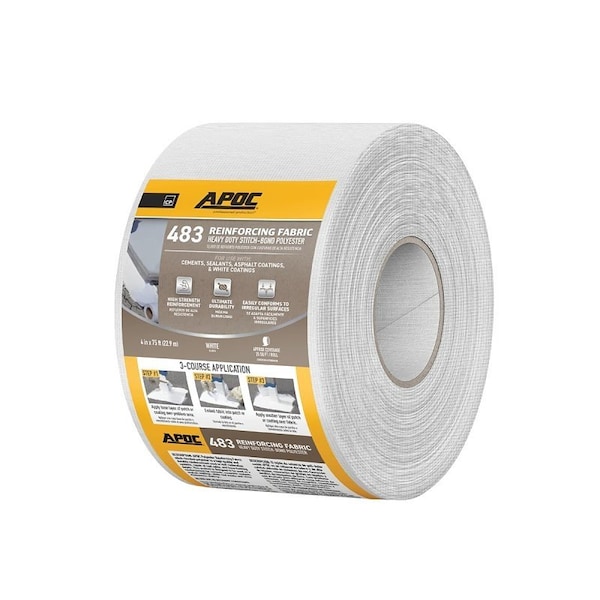Apoc AP-4834 Series Reinforcing Fabric, 75 ft L, 4 in W, Polyester, White AP-4834-75-12 - main