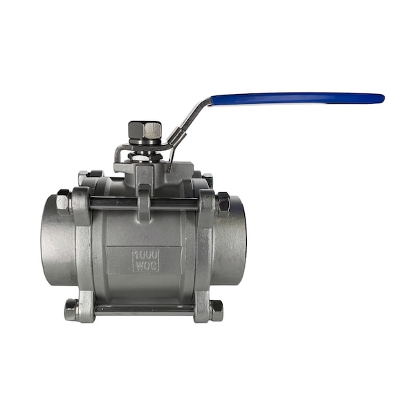 Discover 2-1/2 in. Stainless Steel 3 Piece Ball Valve Socket Weld Ends 102670 - main