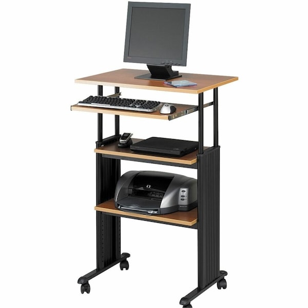 Safco Adjustable Desk Stand-Up Adjustable Workstation, Yes H, Steel/Compressed Wood, Medium Oak 1929MO - main