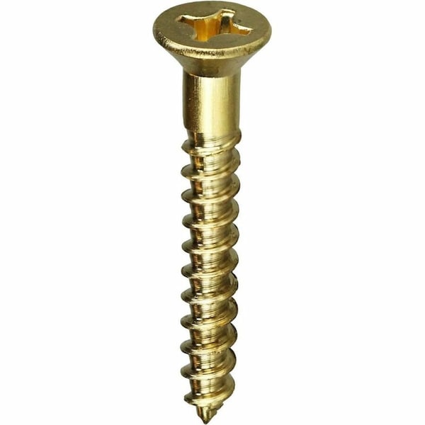 Dottie Wood Screw, #12, 2-1/2 in, Plain Brass Flat Head Phillips Drive, 100 PK PHFWB12212 - main