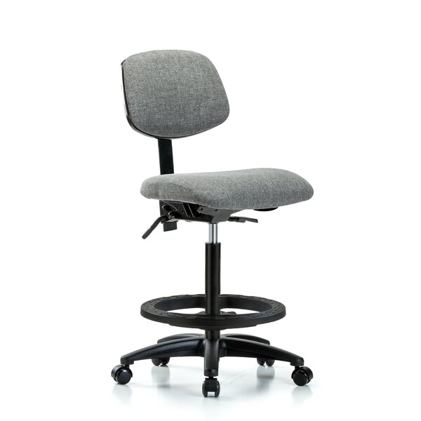 Blue Ridge Ergonomics Chair, Fabric, Hi Bench, BF Casters, Gry, No Arms, 26" to 35-1/2" Height, Grey BR-FHBCH-RG-T0-A0-BF-RC-F44 - main