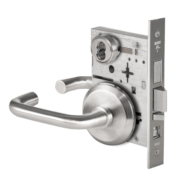 Best Grade 1 Office Mortise Lock, 3 Lever, S Rose, SFIC Housing Less Core, Satin Chrome Finish, Field Re 45H7AB3S626 - main