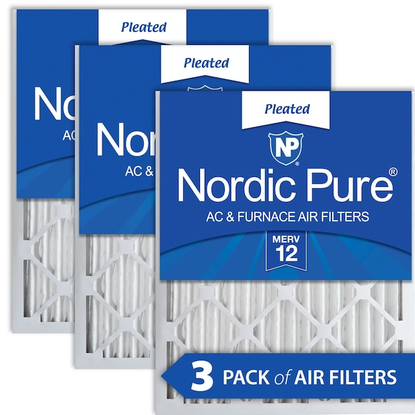 Nordic Pure 16x30x2 Pleated Air Filter, High Capacity, Electrostatically Charged Synthetic Media, MERV 12, 3 PK 16x30x2M12-3 - main