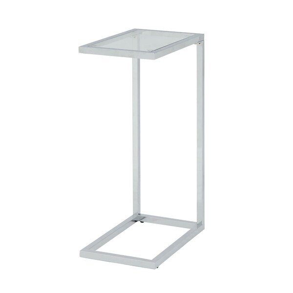 Homeroots 26" Clear And White Glass And Steel Sled End Table 493230 - main