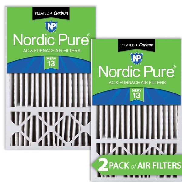 Nordic Pure 16x25x5 Plus Carbon Pleated Air Filter, High Capacity, MERV 13, 2 PK 16x25x5HM13+C-2 - main