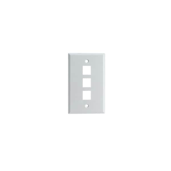 Cable Wholesale Keystone Wall Plate, White, 3 Port, Single Gang 301-3K-W - main