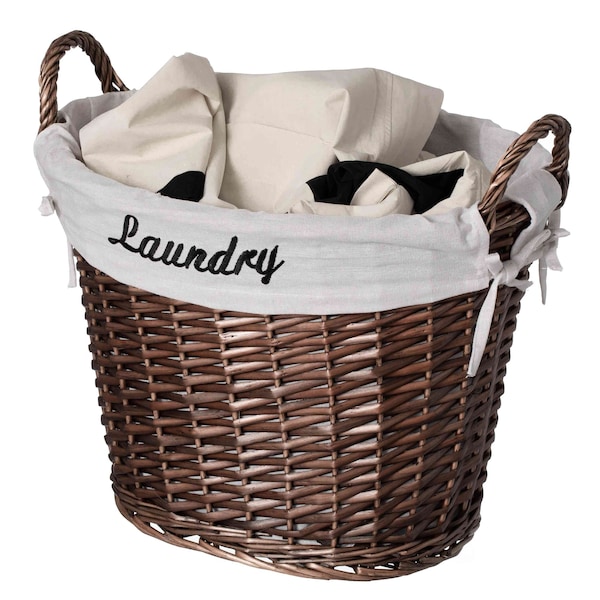 Wickerwise Handwoven Laundry Basket with Liner & Handles - Boho Decorative Storage Hamper for Clothes QI003106.BN.NEW - main