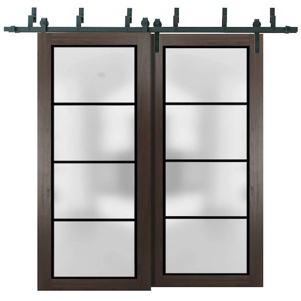 Sartodoors Sliding Closet Frosted Glass Barn Bypass Doors with Hardware Planum 2132 48x80 (2* 24x80) Solid Cor PLANUM2132BBB-CA-48 x 80 (2* 24x80) - main
