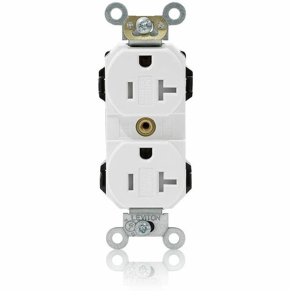 Leviton Lev-Lok Commercial Grade Tamper Resistant Duplex Receptacle, 20 Amp, 125 Volt MT563-SW - main