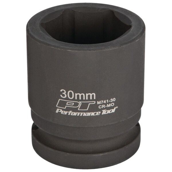Performance Tool 3/4 in. Dr. 30mm Impact Socket, 6 Pt, Black Phosphate Coated M741-30 - main