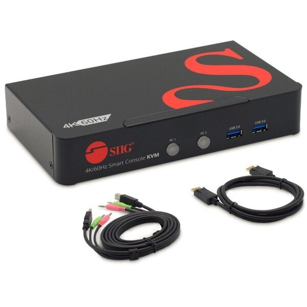 Siig 2 Port DisplayPort 1.2 4K 60Hz KVM Switch with USB 3.0, Audio, Mic, EDID - DP KVM Switch CE-DP0F11-S1 - main