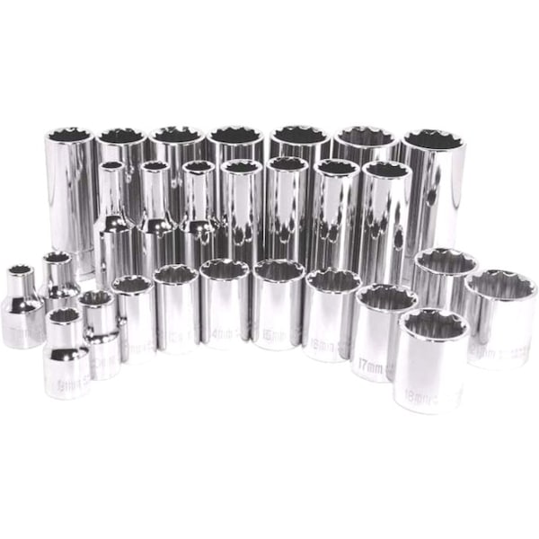 K-Tool International 3/8" Drive, 8mm Metric Socket, 12 Points, Chrome, Deep, 3/8"Drive, 8mm KTI-27408 - main