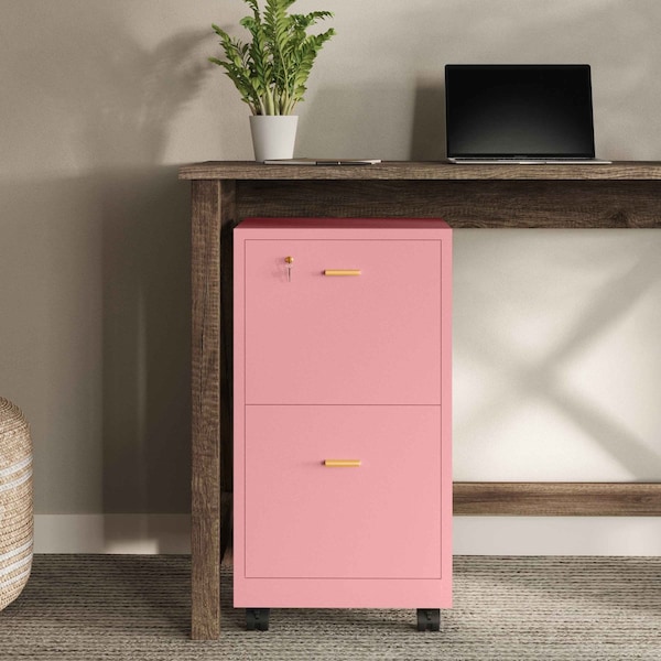 Lavish Home 2 Drawer Wood File Cabinet Filing Cabinet with Lock Rolling File Cabinet for Under Desk Storage 80-FC-4-PK - main
