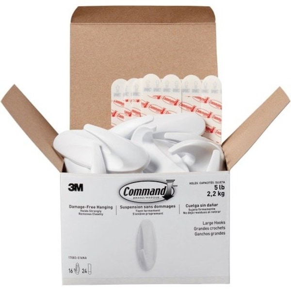 Command Hook, White, Plastic, 1 3/8 in D 17083-S16NA - main