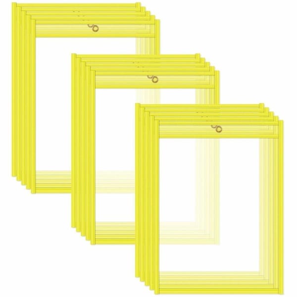 C-Line Products Neon Shop Ticket Holder, Yellow, Stitched, Both Sides Clear, 9 x 12, 15EA/BX 43916 - main